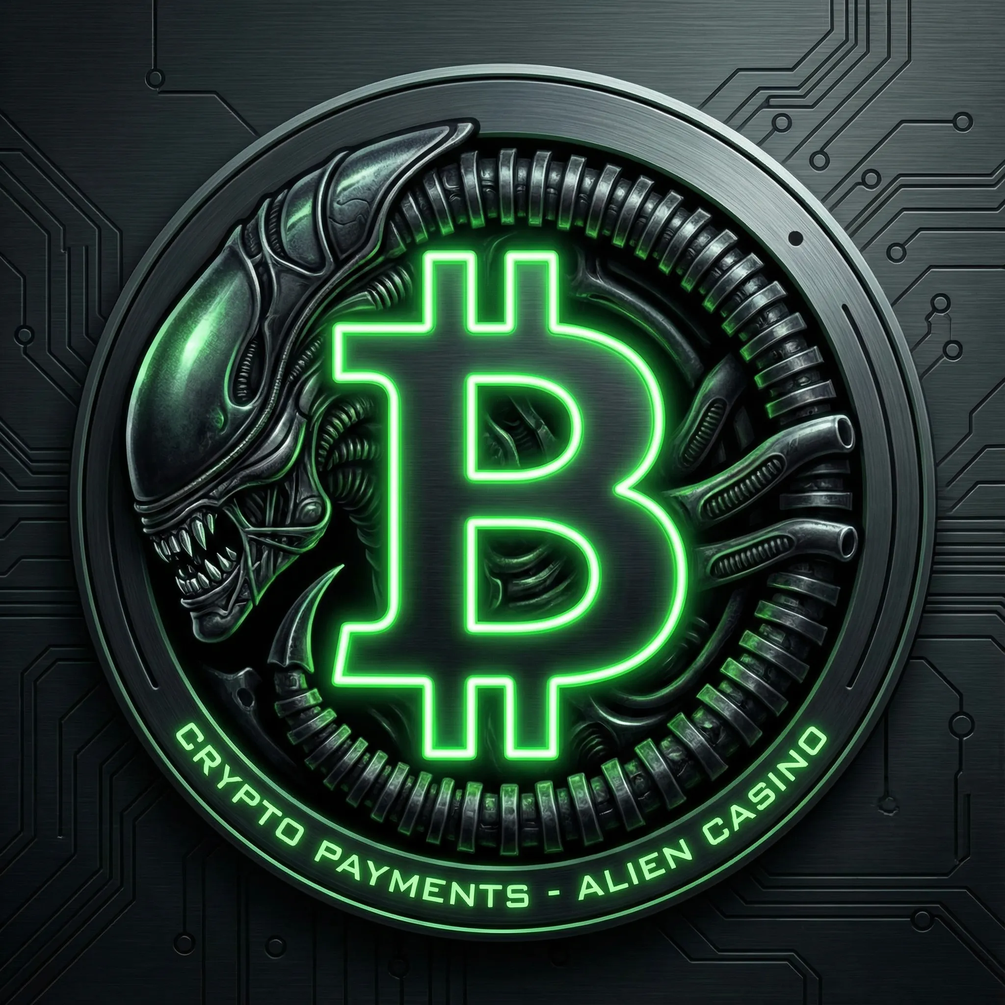 Criptomoedas - Bitcoin e outras criptos com design Xenomorfo